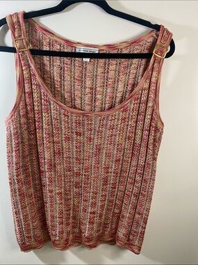 St. John Sport Women's Multicolor Knit Tank Top - Pink/Gold